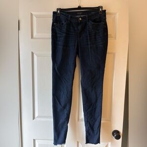 Judy Blue Dark Wash Skinny Jeans Size 11/30 High Rise Raw Hem Stretch